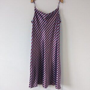 Tahari Womens Striped Satin Chemise Sleepwear Size Large in Red